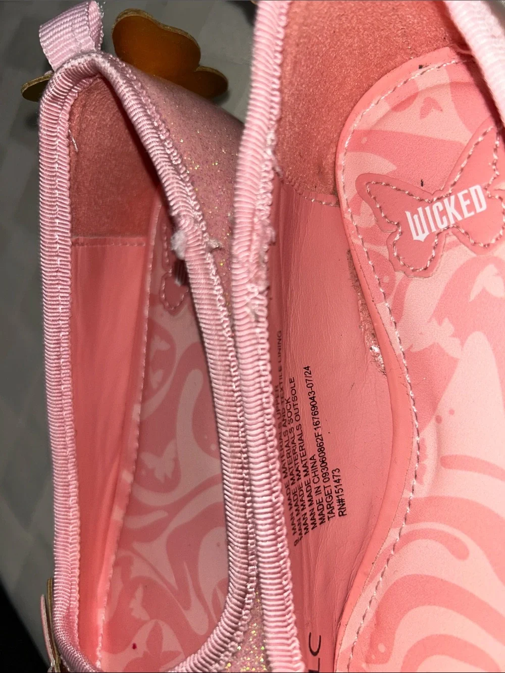 Groundup “Wicked” Pink Glitter Butterfly Slip-On Flats for Kids